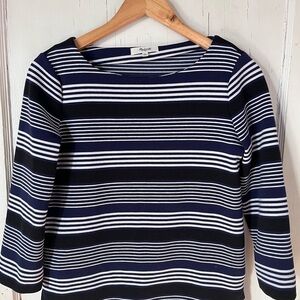 Madewell Navy and White Striped Long Sleeve Top